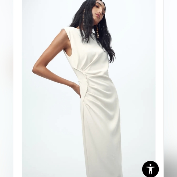 Zara Dresses & Skirts - Zara Elegant Structured Dress In Cream